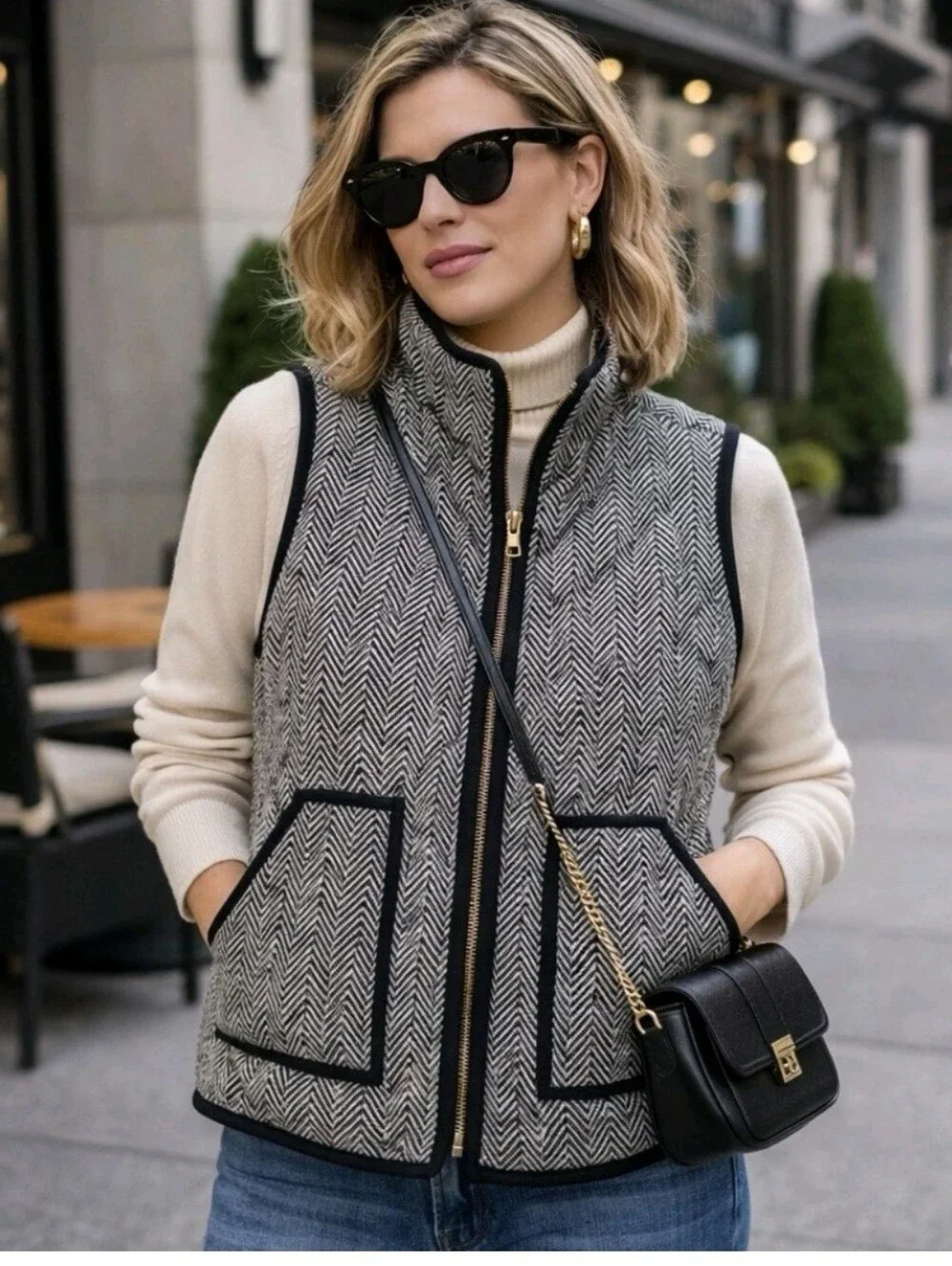 J. Crew Excursion Herringbone Quilted Puffer Vest